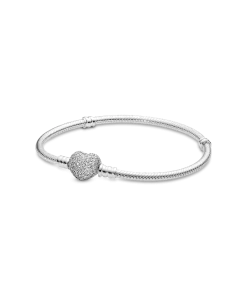 Moments Sparkling Heart & Snake Chain Bracelet