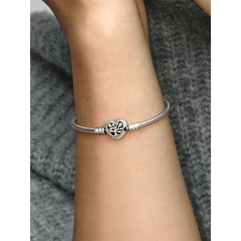 Pandora Moments Family Tree Heart Clasp Snake Chain Bracelet - Image 2