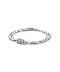 Pandora Moments Double Wrap Barrel Clasp Snake Chain Bracelet/Necklace