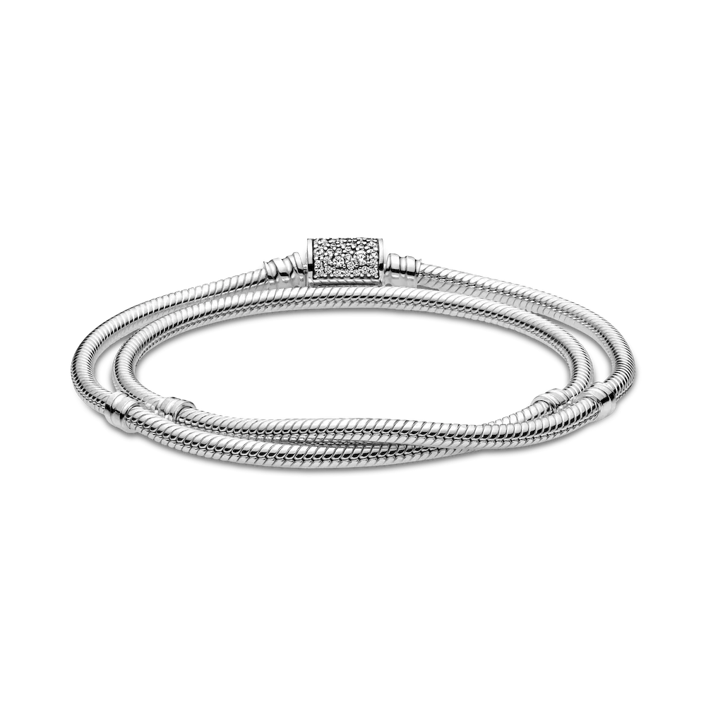 Pandora Moments Double Wrap Barrel Clasp Snake Chain Bracelet/Necklace - Image 5