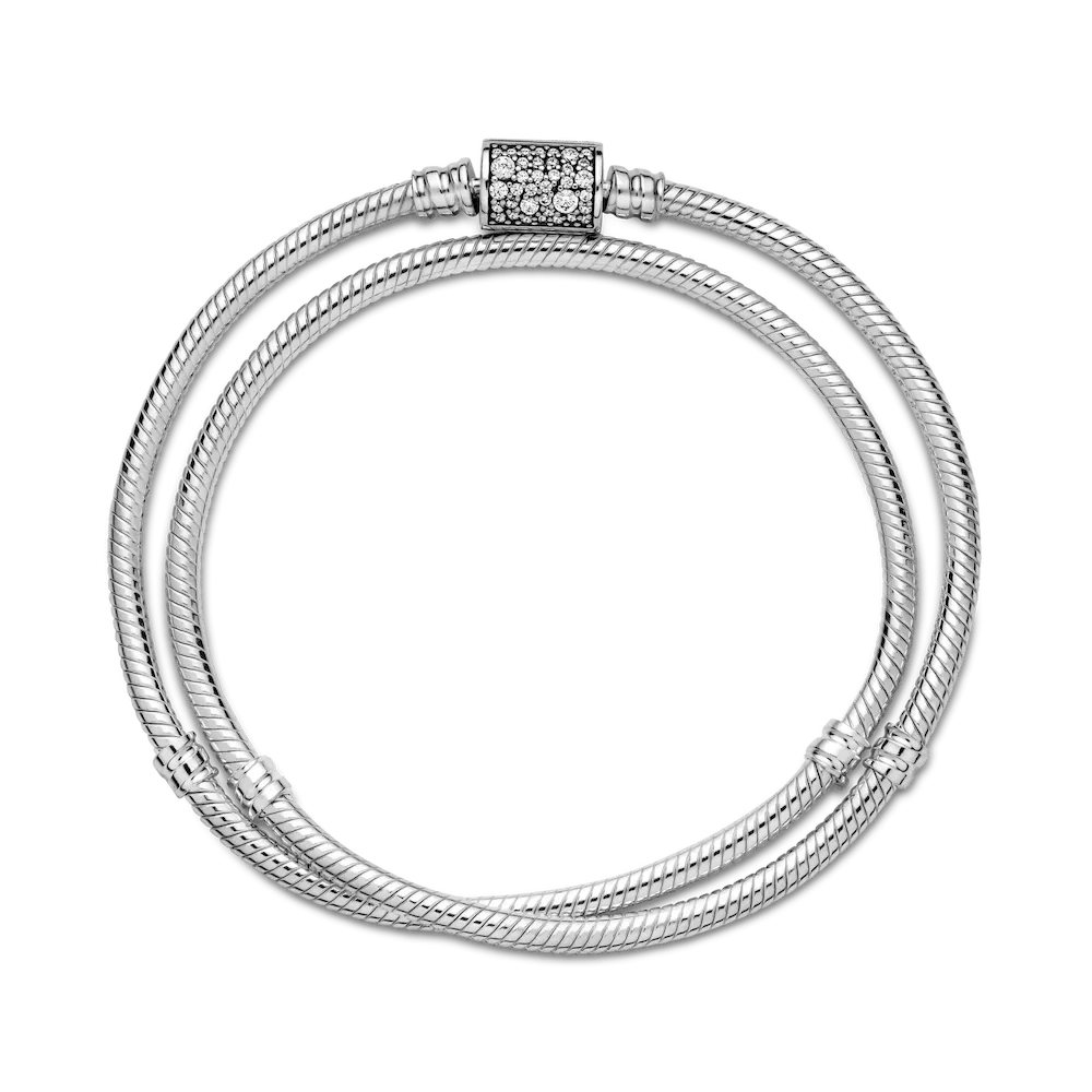 Pandora Moments Double Wrap Barrel Clasp Snake Chain Bracelet/Necklace - Image 7