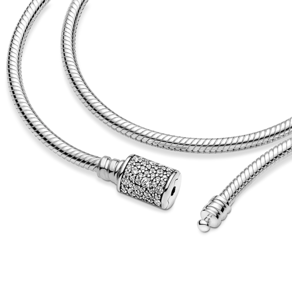 Pandora Moments Double Wrap Barrel Clasp Snake Chain Bracelet/Necklace - Image 6