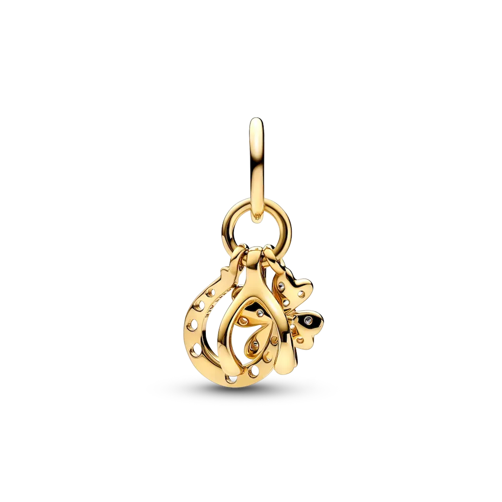 Lucky Clover, Wishbone & Horseshoe Dangle Charm - Image 4