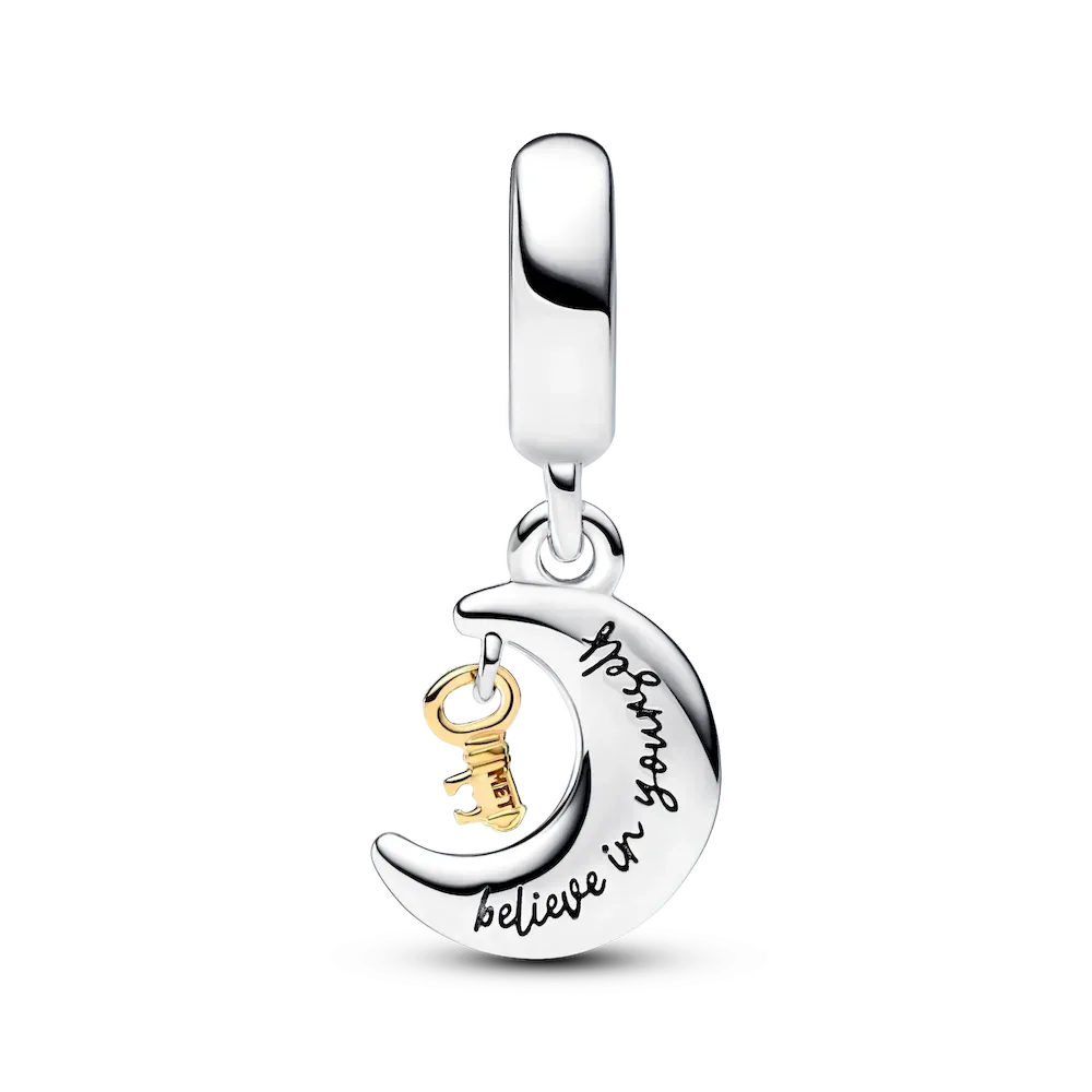 Two-tone Key & Moon Dangle Charm - Image 4