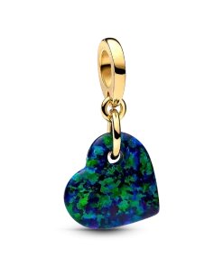 Opalescent Green Heart Dangle Charm