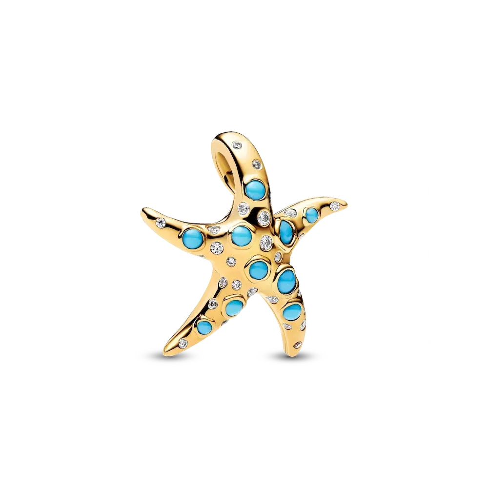 Sparkling Blue Starfish Necklace and Earring Set - Image 2