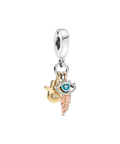 Hamsa, All-seeing Eye & Feather Spirituality Dangle Charm