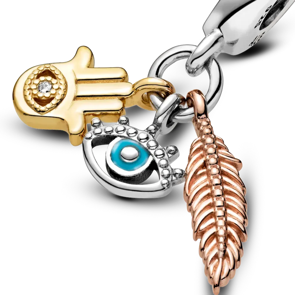 Hamsa, All-seeing Eye & Feather Spirituality Dangle Charm - Image 9
