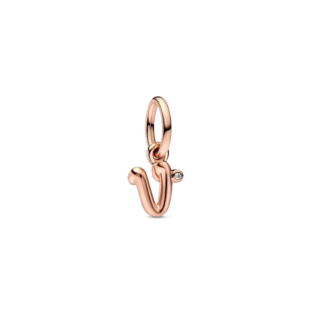 FINAL SALE - Letter V Script Alphabet Dangle Charm