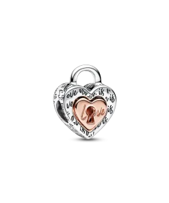 Two-tone Padlock Splittable Heart Charm