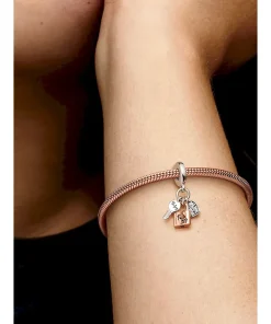 Alternative view of Two-tone Key, Padlock & Heart Triple Dangle Charm