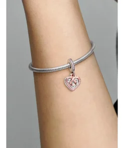 Alternative view of Two-tone Infinity Heart Double Dangle Charm