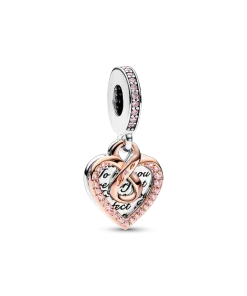 Two-tone Infinity Heart Double Dangle Charm