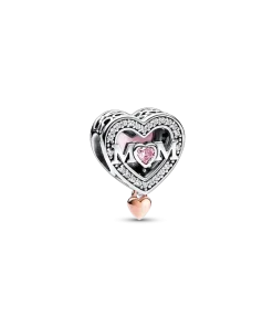 Two-tone Openwork Mom & Heart Charm
