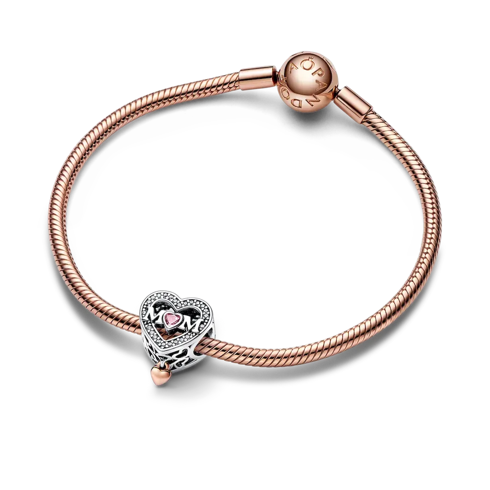 Two-tone Infinity Heart and Mom Charm Bracelet Set - Image 10