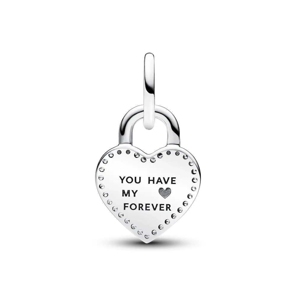 Two-tone Twistable Heart Padlock Double Dangle Charm - Image 7