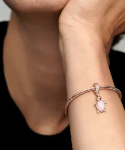 Alternative view of Murano Glass Pink Sea Turtle Dangle Charm