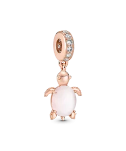 Murano Glass Pink Sea Turtle Dangle Charm