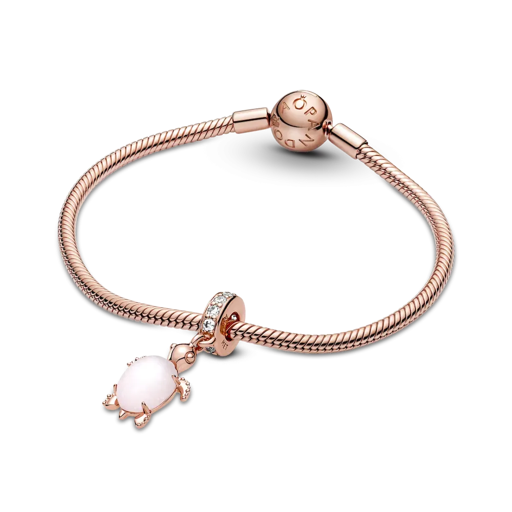 Murano Glass Pink Sea Turtle Dangle Charm - Image 6