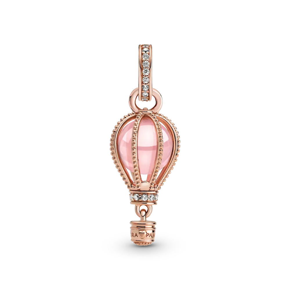 Sparkling Pink Hot Air Balloon Dangle Charm - Image 4