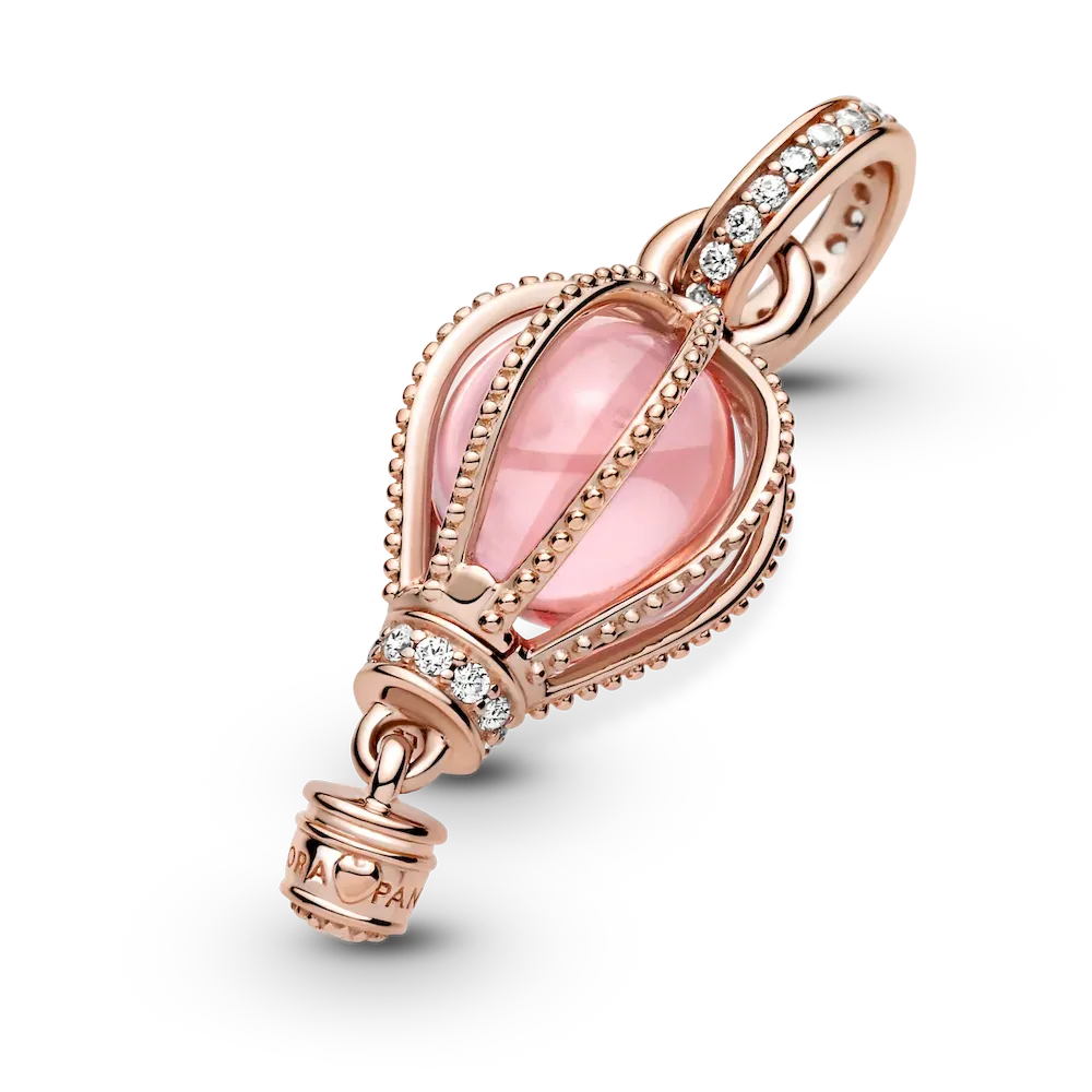 Sparkling Pink Hot Air Balloon Dangle Charm - Image 7