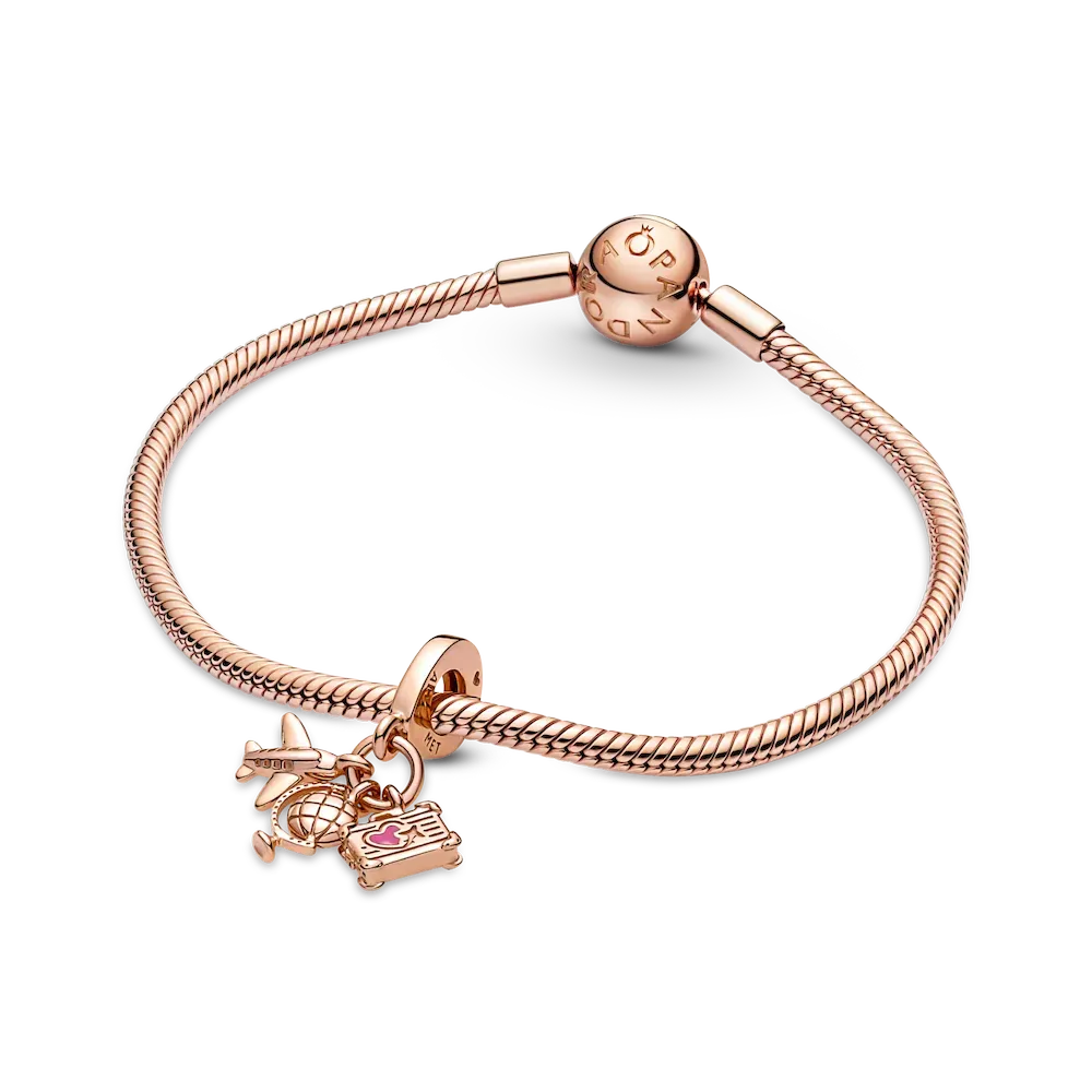 Airplane, Globe & Suitcase Triple Dangle Charm - Image 5