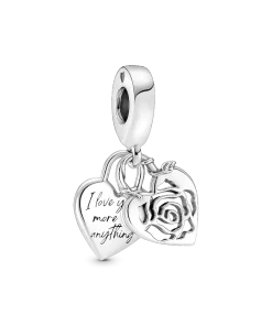 Rose Heart Padlock Dangle Charm