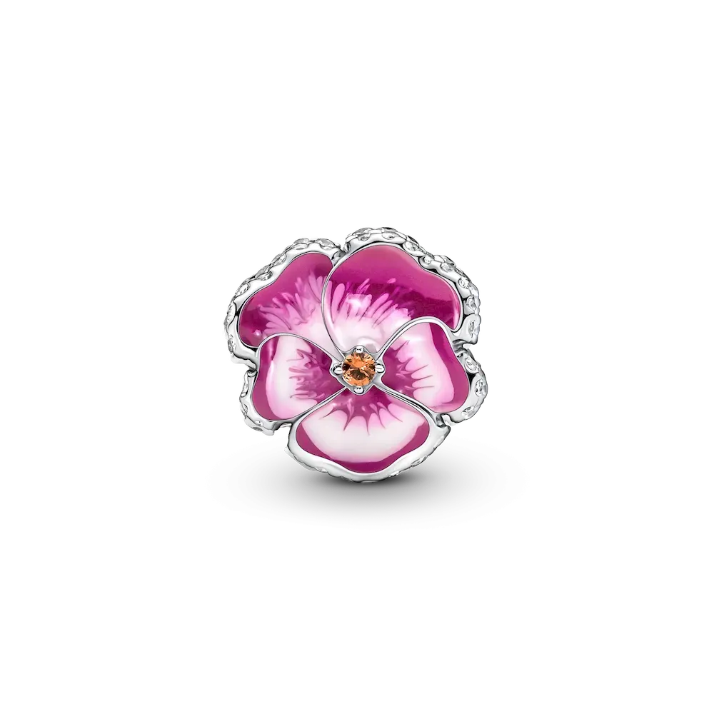 Pink Pansy Flower Charm - Image 6