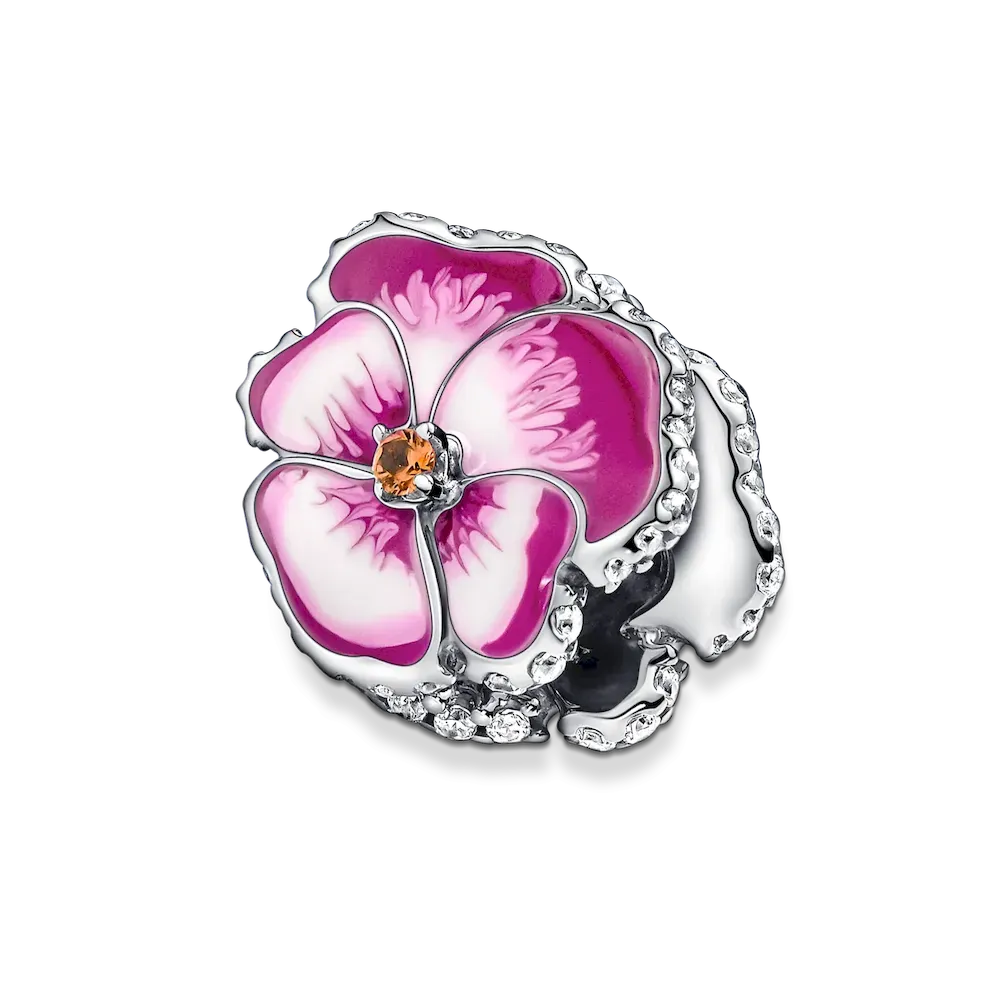 Pink Pansy Flower Charm - Image 4