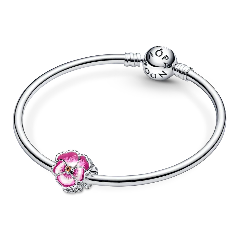 Pink Pansy Flower Charm - Image 5