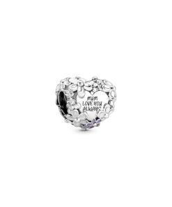 Mom Daisy Heart Charm