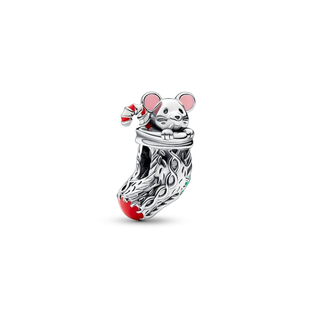 Festive Mouse & Stocking Charm