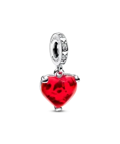 Disney Mickey & Minnie Mouse Kiss Red Murano Glass Dangle Charm