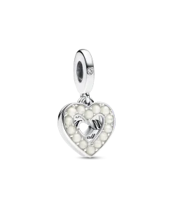 Pearlescent White Heart Double Dangle Charm
