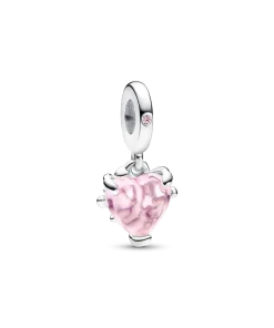 Pink Family Tree & Heart Dangle Charm