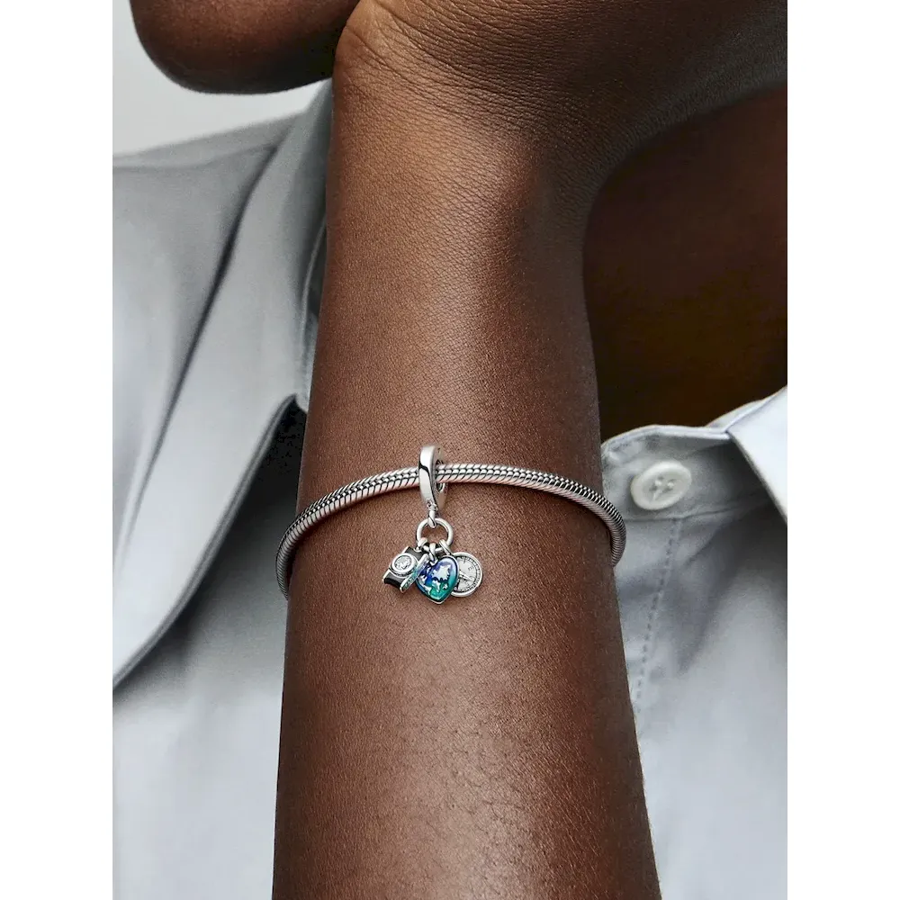 Camera, Heart & Compass Triple Dangle Charm - Image 2