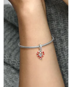 Alternative view of Double Candy Cane Heart Christmas Dangle Charm