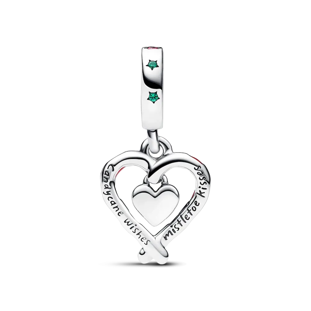Double Candy Cane Heart Christmas Dangle Charm - Image 6