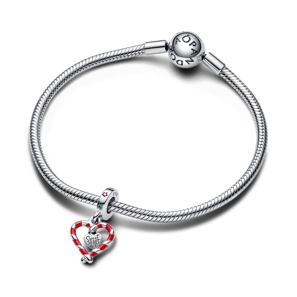 Double Candy Cane Heart Christmas Dangle Charm - Image 5