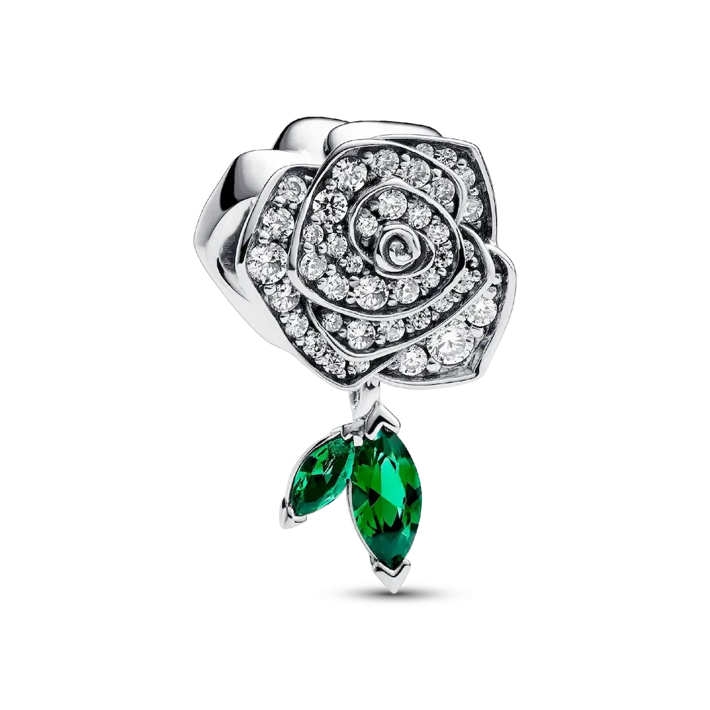 Sparkling Rose in Bloom Charm