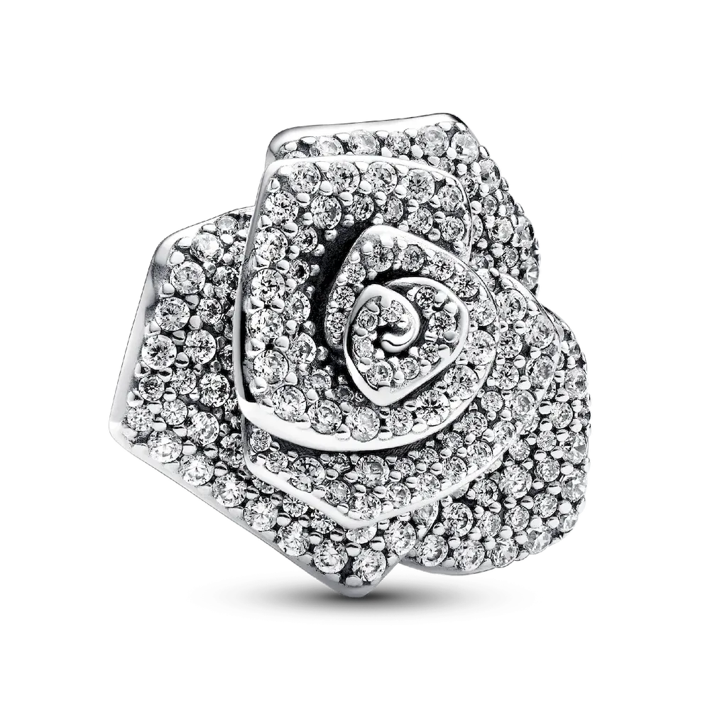 Sparkling Rose in Bloom Oversized Charm