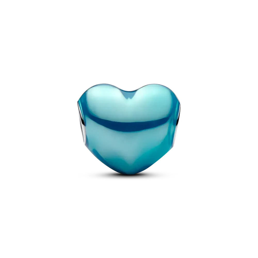 Metallic Sky Blue Heart Charm - Image 5
