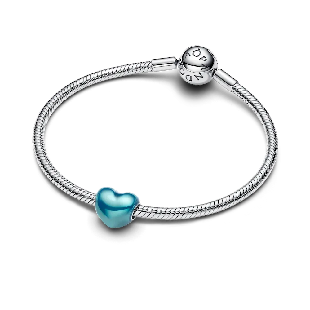 Metallic Sky Blue Heart Charm - Image 6