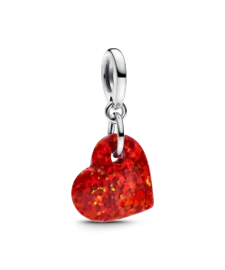 Opalescent Red Heart Dangle Charm