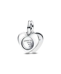 Engravable Heart Magnifying Glass Double Dangle Charm