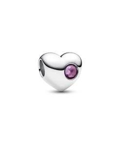 Engravable Purple Stone Heart Charm