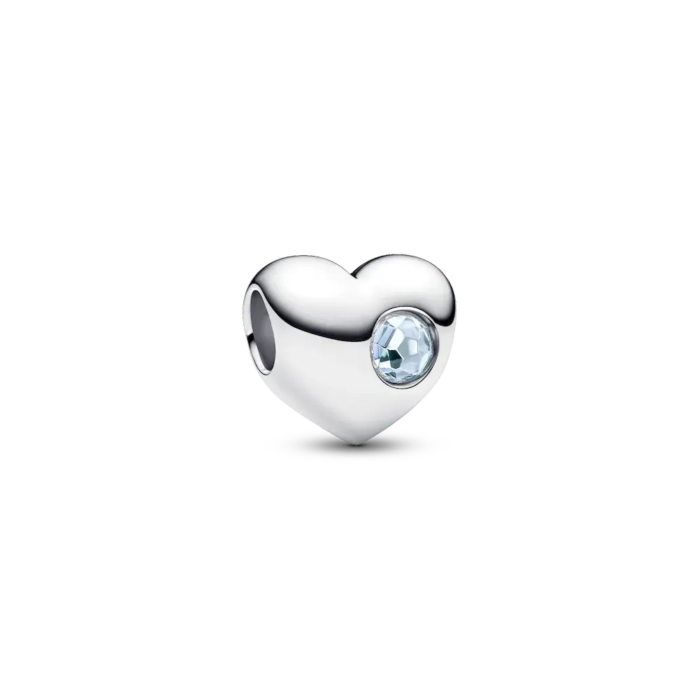Engravable Sea Aqua Blue Stone Heart Charm