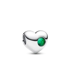 Engravable Green Stone Heart Charm