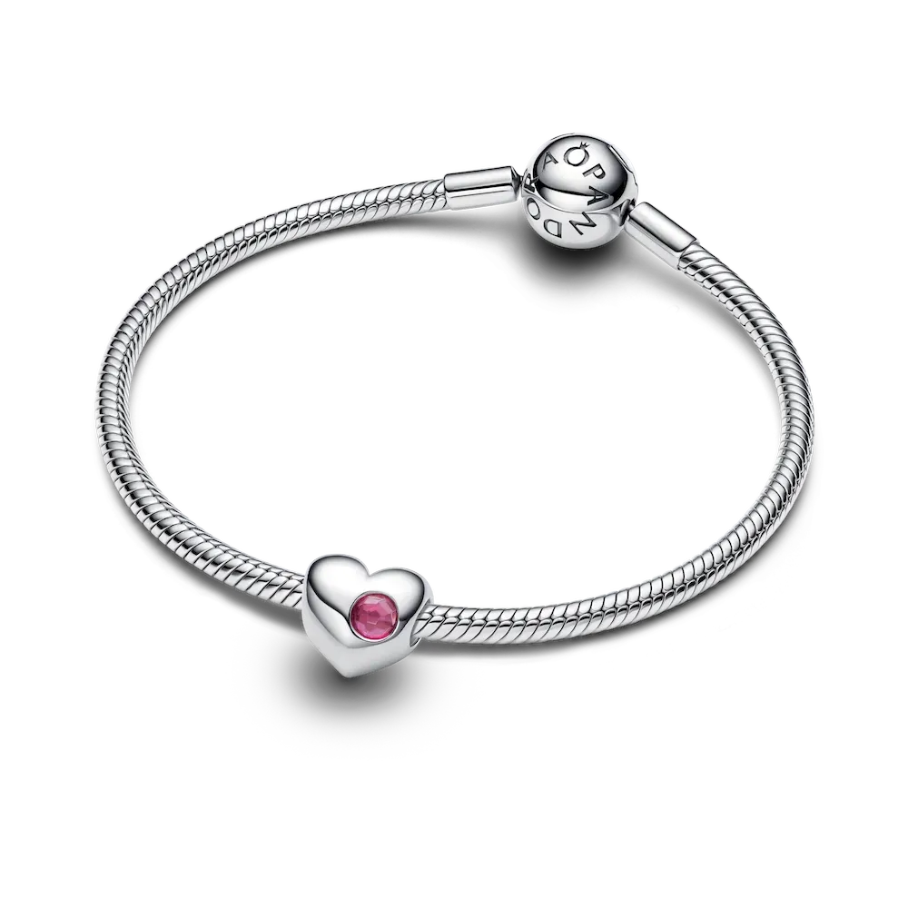Engravable Pink Stone Heart Charm - Image 5