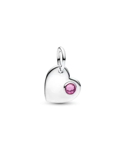 October Pink Stone Heart Dangle Charm